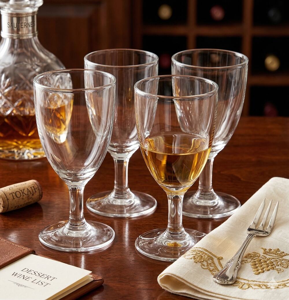 Vintage Glassware Cordial / Shot / Dessert Wine Glasses Flute Shaped Set of 4